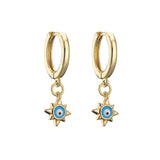 Enamel Evil Eye Palm Heart Charm Earrings Small Horns Pendant Earrings