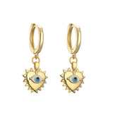Enamel Evil Eye Palm Heart Charm Earrings Small Horns Pendant Earrings