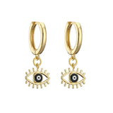 Enamel Evil Eye Palm Heart Charm Earrings Small Horns Pendant Earrings