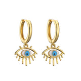 Enamel Evil Eye Palm Heart Charm Earrings Small Horns Pendant Earrings