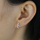 Arabic Love Letter Earrings Micro Pave 5A CZ 925 Sterling Silver