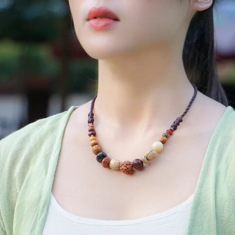 Exotic Vintage Choker Necklace Ethnic Chinese Red Statement Bell