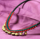 Exotic Vintage Choker Necklace Ethnic Chinese Red Statement Bell