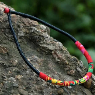 Exotic Vintage Choker Necklace Ethnic Chinese Red Statement Bell