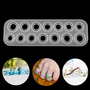14 Holes Sizes Flat Rings Mold Collection DIY Pendant Ring Silicone Mold