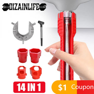 14 in 1 Anti Slip Sink Faucet Wrench Plumbing Repair Tools