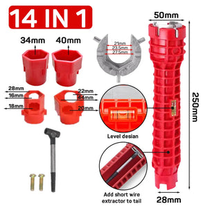 14 in 1 Sink Faucet Wrench Plumbing Repair Tool Double Head Wrench Set