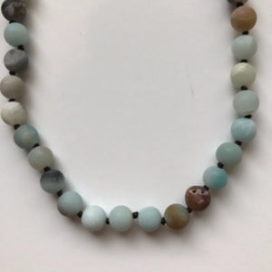 14 Inch 8MM Matte Amazonite Necklace Short Necklaces