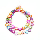 14'' Colorful Shell Beads Double Evil Eye Heart Loose Spacer Beads