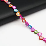 14'' Colorful Shell Beads Double Evil Eye Heart Loose Spacer Beads