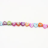 14'' Colorful Shell Beads Double Evil Eye Heart Loose Spacer Beads