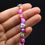 14'' Colorful Shell Beads Double Evil Eye Heart Loose Spacer Beads