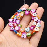 14'' Colorful Shell Beads Double Evil Eye Heart Loose Spacer Beads