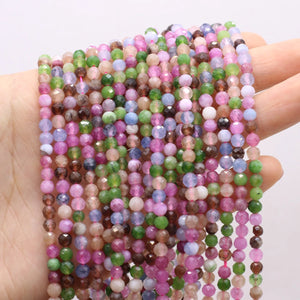 14'' Round Quartz Tourmaline Gemstone Beads for Jewelry Making