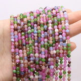 14'' Round Quartz Tourmaline Gemstone Beads for Jewelry Making