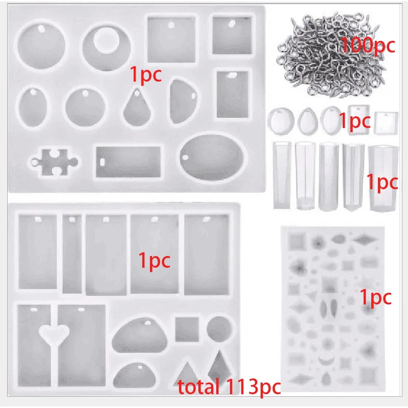 Silicone Jewelry Casting Molds with Screw Eye Pins for Necklace Pendant Making