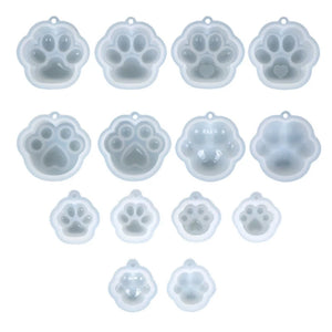 14 Pcs Cat Paws Silicone Epoxy Mold for DIY Keychain Pendant Jewelry Crafting
