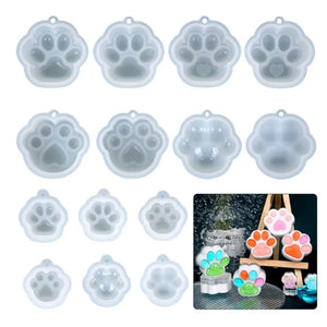 14 Pcs Cat Paws Silicone Epoxy Mold for DIY Keychain Pendant Jewelry Crafting