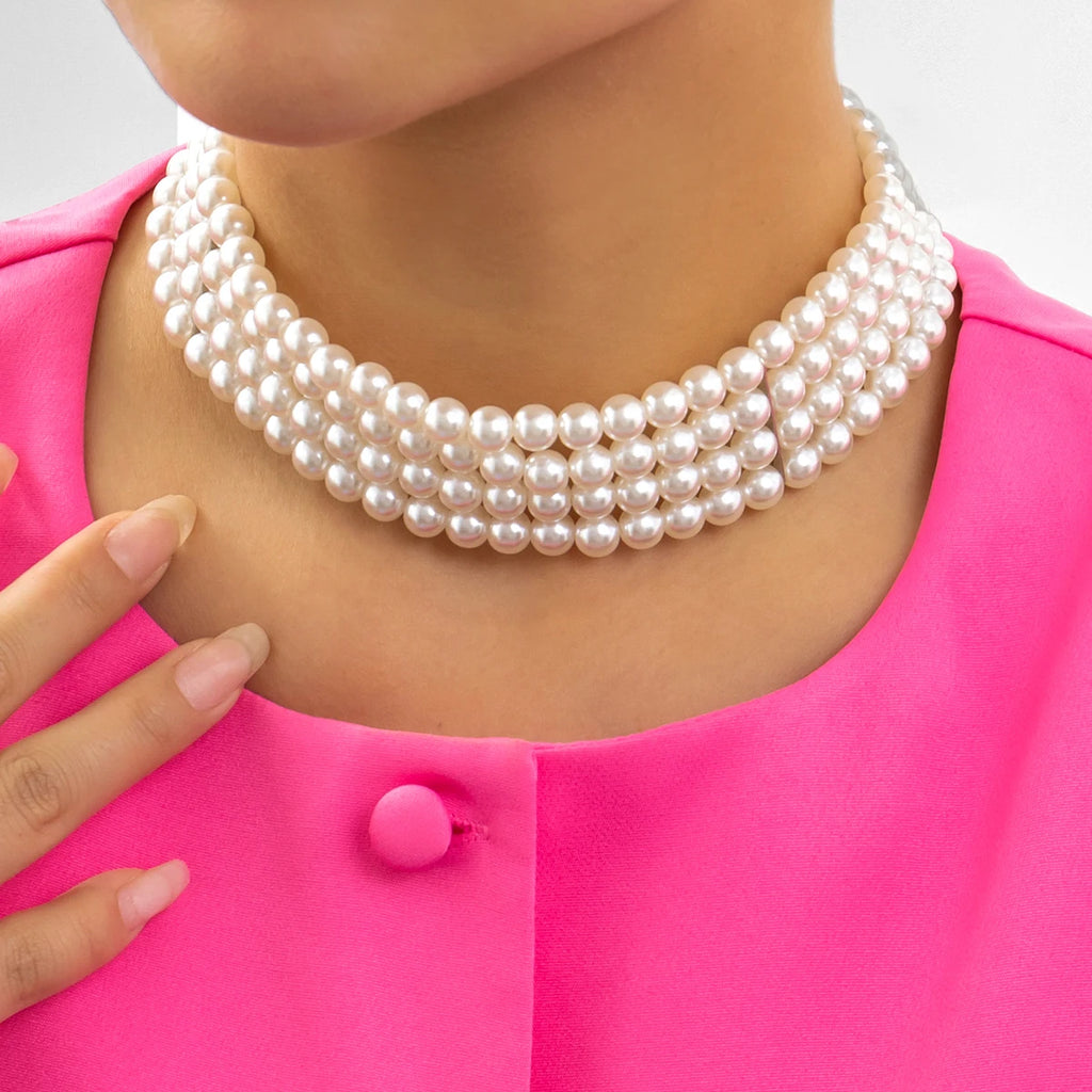 Vintage Pearl Choker Necklace for Women Wedding Bridal