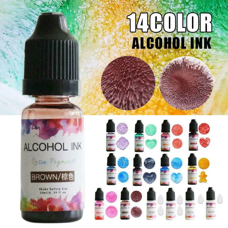 Alcohol Ink Diffusion Resin Pigment Kit - 14 Colors Set