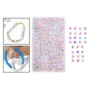 1400 Round Alphabet Letter Beads A-Z Flat Disc Beads DIY Key Chains