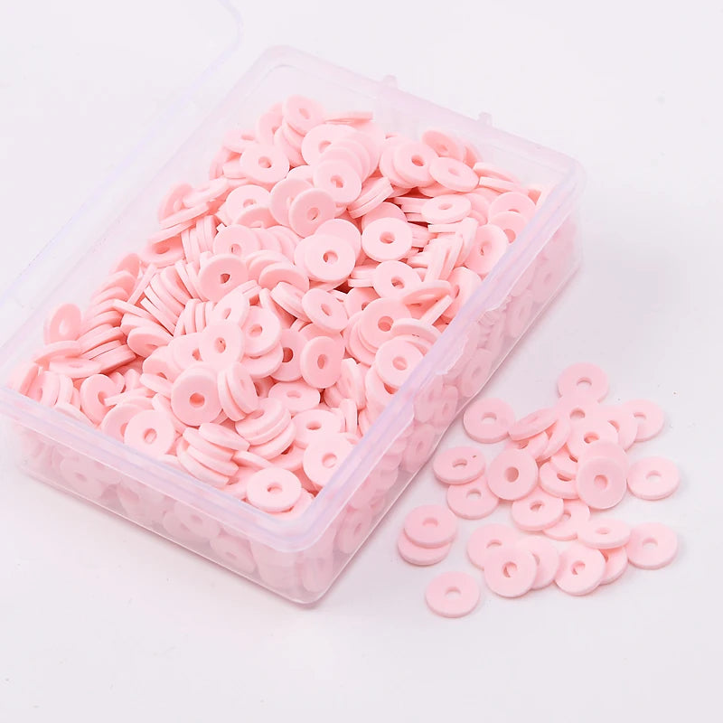 1400Pcs 6mm Flat Round Clay Beads for Jewelry Making