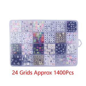 1400Pcs Mixed Letter Acrylic Beads Set Toy Making Bracelet Necklace Accessories