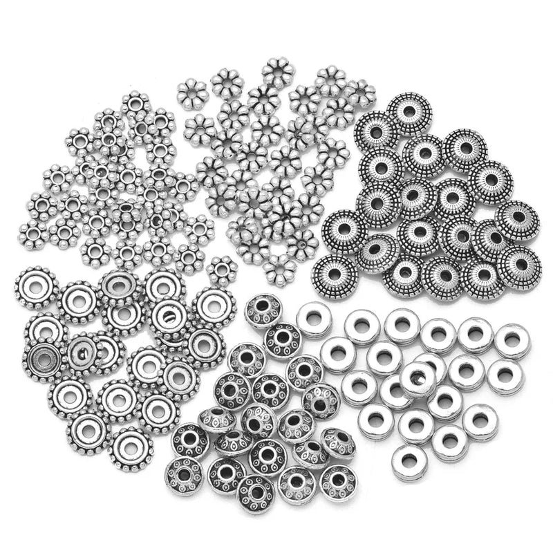 140Pcs Antique Silver Spacer Beads Alloy Jewelry Beads for DIY Jewelry Making