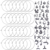 140Pcs Wine Glass Charm Rings and Fish Charms for DIY Marker