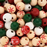 140Pcs Painted Natural Wood European Beads for Jewerly Making