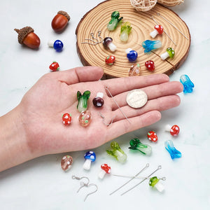 140pcs Strawberry Cabbage Mushroom Beads DIY Earring Making Kit