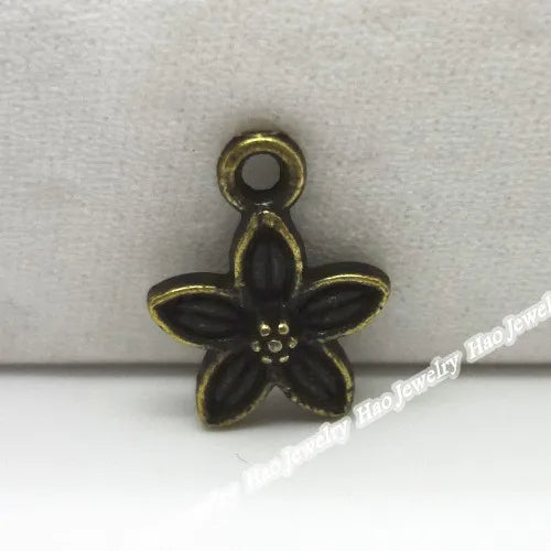 140pcs Vintage Flower Charms Pendant Antique Bronze DIY Jewelry Making