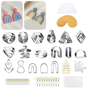 141 Pcs Polymer Clay Cutters Earring Hooks Mold Jewelry Making Kit