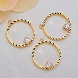 10PCS 21x23MM 24K Plated Brass Zircon Charms Pendants DIY Jewelry Findings