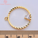10PCS 21x23MM 24K Plated Brass Zircon Charms Pendants DIY Jewelry Findings