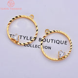 10PCS 21x23MM 24K Plated Brass Zircon Charms Pendants DIY Jewelry Findings