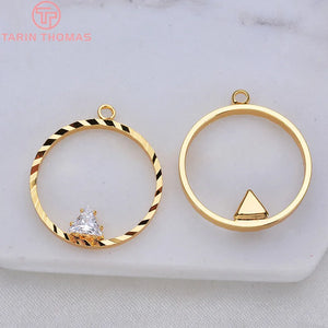 10PCS 21x23MM 24K Plated Brass Zircon Charms Pendants DIY Jewelry Findings