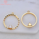 10PCS 21x23MM 24K Plated Brass Zircon Charms Pendants DIY Jewelry Findings