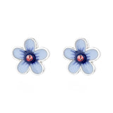 ZFSILVER S925 Silver Glue Flower Earrings Charms Jewelry Women
