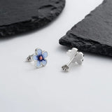 ZFSILVER S925 Silver Glue Flower Earrings Charms Jewelry Women