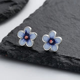 ZFSILVER S925 Silver Glue Flower Earrings Charms Jewelry Women