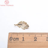 10PCS 11x6.5MM 24K Plated Brass Leaf Charms Pendants