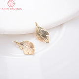 10PCS 11x6.5MM 24K Plated Brass Leaf Charms Pendants