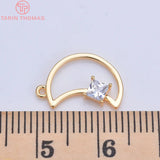 6PCS 15*10MM 24k Brass Moon Charms Pendants DIY Jewelry Findings