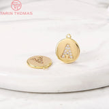 4PCS 10x10MM 24K Brass Zircon A-Z Letters Pendants DIY Jewelry Findings