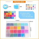 14400 Pcs 2mm 24 Colors Glass Seed Beads with Elastic String