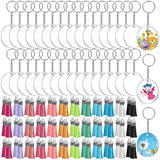 144Pcs Acrylic Keychain Blanks-Clear Keychain Blanks Set Circle Disc Key Rings