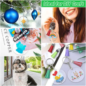 144Pcs Acrylic Keychain Blanks-Clear Keychain Blanks Set Circle Disc Key Rings