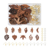 144Pcs Natural Wood Leaf Drop Charms Earring Making Kit