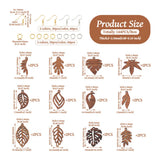 144Pcs Natural Wood Leaf Drop Charms Earring Making Kit